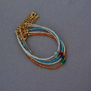 Нишевый дизайн, свежий и блестящий циркон, угловая огранка, квадратное зерно, натуральный камень, бисер, простой темперамент, универсальное ожерелье, браслет