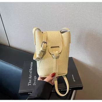 Нишевый дизайн текстура женская 2025 новая мода универсальная ретро сумка через плечо мессенджер высокое чувство жёлтый