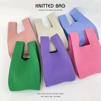 Нишевый дизайн, вязаная сумка ярких цветов, женская универсальная сумка-тоут большой вместимости One Size розовый