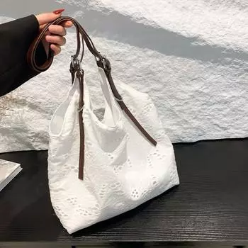 Нишевый дизайн вышитая кружевная сумка-тоут женская новая летняя маленькая свежая легкая сумка для поездок на работу дорожная сумка