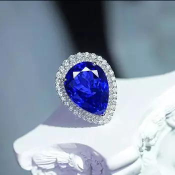 Нишевый дизайн высокого класса сапфировое цветное сокровище капля воды кольцо женское открывающееся темпераментное универсальное кольцо роскошь изысканный adjustable