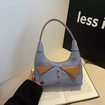 Нишевый дизайн, высококачественное ощущение, контрастные цветные пуговицы, сумка подмышкой, универсальная сумка через плечо для поездок на работу, дамская сумочка