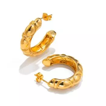 Нишевый дизайн, высококачественные ретро-серьги из нержавеющей стали, простые персонализированные женские серьги из 18-каратного золота