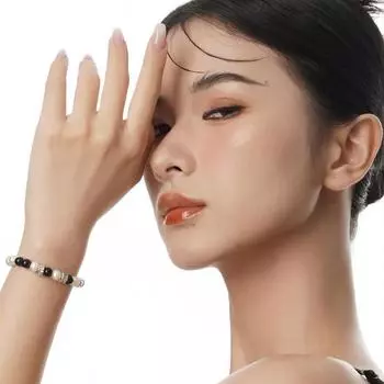 Нишевый дизайнерский браслет из обсидиана для женщин с элитным ощущением, браслет из стерлингового серебра S925 с пресноводным жемчугом и бусинами 21cm