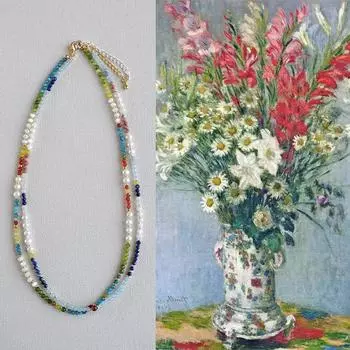 Нишевый ретро допаминовый цветной настоящий камень пресноводный нерегулярный барочный жемчуг бисерное сладкое темпераментное ожерелье для женщин