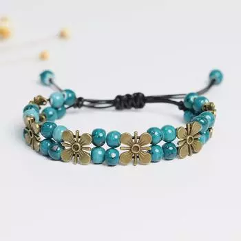 Нишевый стиль Цзиндэчжэнь Керамический Женский Ретро Студенческий Браслет Spotted Green