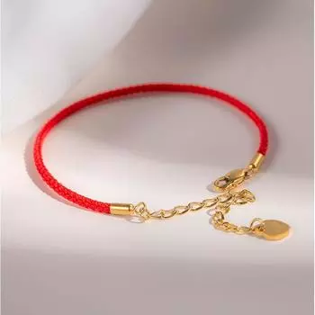 Нишевый стиль Новогодний женский браслет из бусин на красной нити 14cm 18K gold