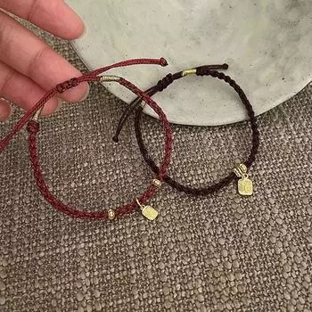 Нишевый стиль Плетеная карточка с благословением Женское причудливое украшение для рук Красная веревочка Couple s Lucky Brand bracelet (wine Red + Black)