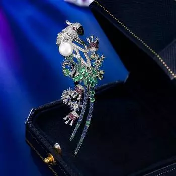 Нишевый темперамент натуральный пресноводный жемчуг брошь в виде попугая украшения для одежды ювелирные изделия булавка для костюма вырез эксклюзивные аксессуары серебряный