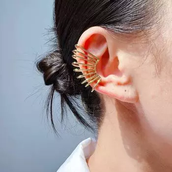 Нишевый трендовый крутой металлический ветровой полые спиральные серьги-клипсы для ушей женские модные индивидуальные весенние серьги-клипсы 57 золотой