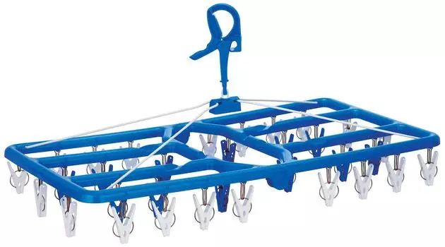 Nishida Pla32 Marco Премиальная квадратная вешалка с 32 прищепками, Ш68 x Г35 x В32 см, Синяя, 218366, Прибл. синий