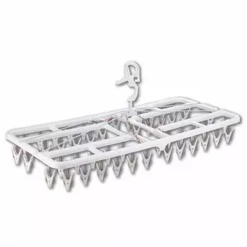 Nishida Pla50 Premium 2 SP Угловая полипропиленовая вешалка с 50 прищепками для сушки и стирки, (PP), Белый, Одежда, белый