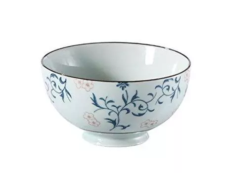 Nishida rice bowl greeting spring Home restaurant Commercial tableware Tea bowl Ochazuke Rice bowl Japanese tableware 120144 No. 4.5 (red flower) / /