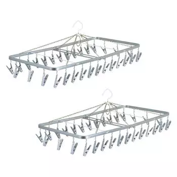 Nishida Сделано в Японии Вешалка для белья Pinch 30 Набор из 2 штук Стальная вешалка для белья Pinch Вешалка для сушки одежды из алюминия Сушка в помещении Сушка белья в помещении серебряный