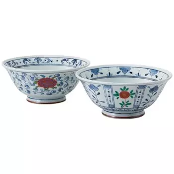 Nishikai Pottery Hasami Ware Lightweight Noodle Bowl Pair Donburi Set Tableware Set Rice Bowl Noodle Bowl Menbachi Bowl Donburi Bowl Diameter 19 x синий