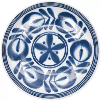 Nishikai Pottery Hasami Ware Modern Blue Pasta Plate Curry Plate Large Plate Serving Plate Deep Dish Plate Diameter 25cm Seiei Floral Pattern Scissors