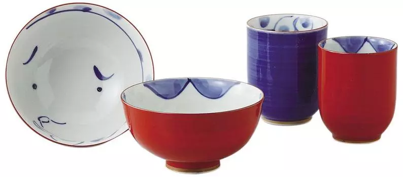 Nishikai Pottery Hasami Ware Набор парных чашек для риса презентация 11521 Чаша/чай (с коробкой) Окаме/Хёттоко