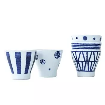 Nishikai Pottery Hasami Ware Набор столовых приборов емкостью приблизительно индиго для микроволновой печи и посудомоечной машины Сделано в Японии 19864 Набор, чашка, 5,