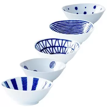 Nishikai Pottery Hasamiyaki Plate Small Small Mini 5 Tableware Diameter Indigo Dishwasher Japanese Made in Japan 19926 Set, Lightweight, Bowl, Plate,
