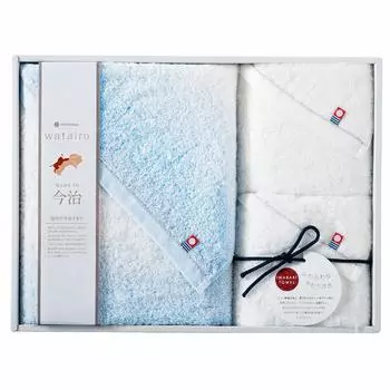 nishikawa Imabari Towel 1 Bath 2 Face Made in Gift Package Blue TBF5999011B Gift, Towel, Towels, Cotton, 100% Cotton, Fluffy, Japan, Included,