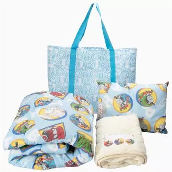 nishikawa Комплект для детской комнаты, 4 предмета, для хранения кожи, детский размер, моющаяся простыня для кроватки, паровозик Томас, портативный, синий LF50486075B [Nishikawa]