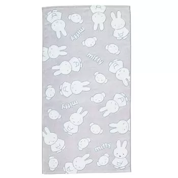 nishikawa Miffy Bath Towel 60X120cm Washable Cotton Jacquard Weave Soft to the Touch Made in Japan Gray XT14308631 [Nishikawa] 100%