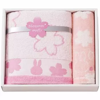 nishikawa Miffy Towel Gift Set 23 x 27 x 6 cm Washable Cotton Blossom Miffy Made in Japan Pink 228719886 [Nishikawa] 100%