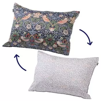 Nishikawa Pillow Cover Compatible with 63x43cm pillows Wide Size Washable Morris Gallery Strawberry Thief Cotton Made in Japan Navy PJ03355697 100%