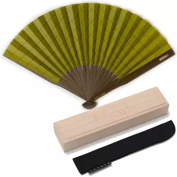 Nishikawa Shoroku Shoten Large Air Fan Matcha 24cm Day Present Gift in Paulownia Box Father s