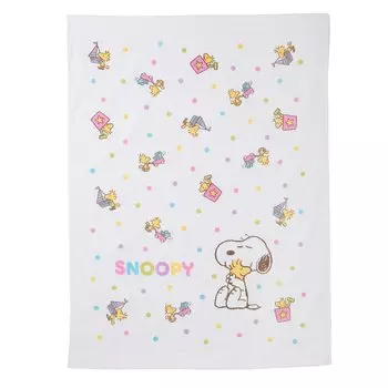 Nishikawa Snoopy Baby Towel Polka Dot Made in WR52240000 Blanket, 85x115cm, Washable, 100% Cotton, Pattern, Japan, White, белый