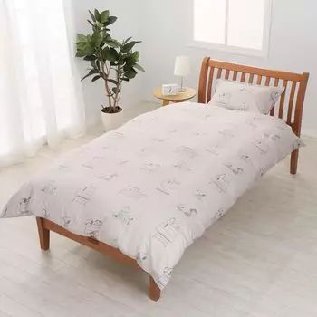 Nishikawa Snoopy Duvet Soft and Smooth Smooth Satin Double Snap Hook for Easy Made in PI04800651 Cover, Single, Washable, 100% Cotton, Fabric, Zipper, бежевый