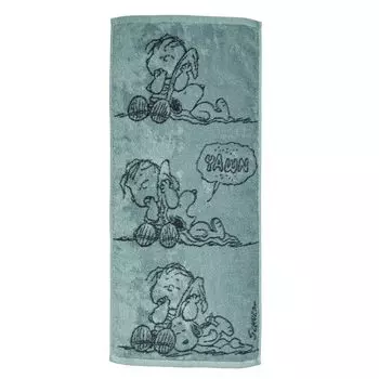 Nishikawa Snoopy Face Made in PN5604TW Towel, 34x80cm, Washable, 100% Cotton, Linus, Japan, Imabari, Green, XT25136601, зелёный