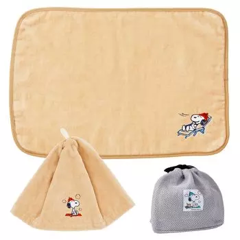 nishikawa Snoopy Made in Imabari Sauna Hat Sauna Hat Set 21X18 см Моющееся хлопковое полотенце Ткань Однотонная вышивка Sakai Made in Japan Бежевый
