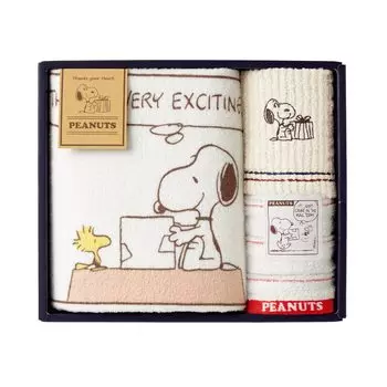 nishikawa Подарочный набор полотенец Snoopy 23X27X6см Стираемый Спасибо вашим Сердцам Сделано в Японии TT81300605 [Nishikawa]
