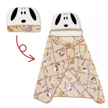 Nishikawa Snoopy Versatile as or FQ91305071300 5-Way Blanket, Throw, Bolero, Poncho, 120x70cm, Washable, Soft, Warm, Beige, бежевый