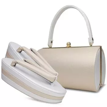 [NISHIORI] Beautiful dull color matte finish 3 cores Zori sandals bag set free size coming-of-age ceremony For furisode (W47-3, LL)