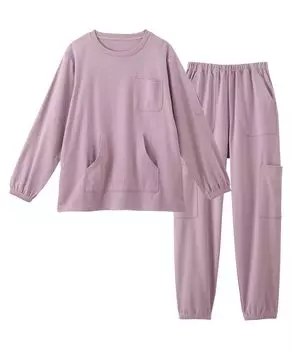 Nissen Cotton Blend with 15 Grayish Size LL Women s Pajama/Loungewear Set, Pockets, Purple,