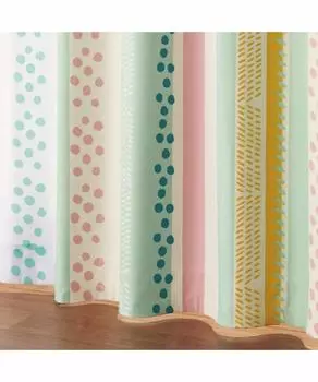 Nissen Striped Geometric Pattern Blackout Curtains with Privacy and UV Set of 4 Lace A 3 100cm Wide x 150cm Long x 4 Panels Curtains, Heat-Blocking,