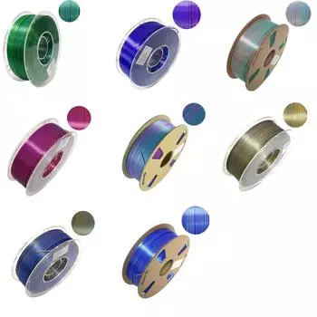 Нить для 3D-печати, цветная блестящая нить PLA+ 1,75 мм, шелковые текстуры, 360° раскрывает различные цвета, точность размеров +/- 0,02 мм, катушка 1 кг(2,2 фунта) One Size