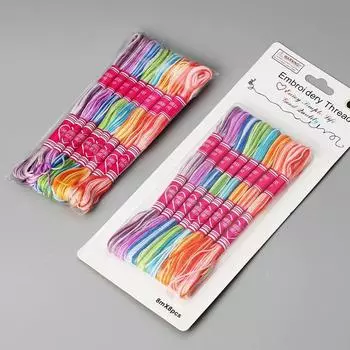Нить для вышивки крестом, полиэстеровая нить с градиентом цвета, нить для вышивания, 8 м, 12 шт., аксессуары ручной работы «сделай сам»