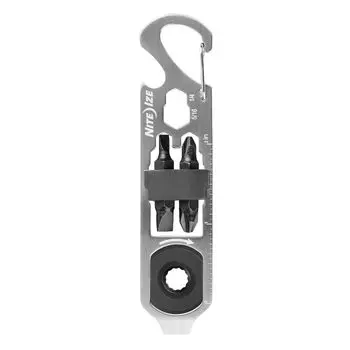 NITEIZE Doohickey Ratchet Key Tool Multi Tool Small Keychain Multifunctional Tool Открывалка для бутылок Отвертка Канцелярский нож Линейка Карабин Серебряный