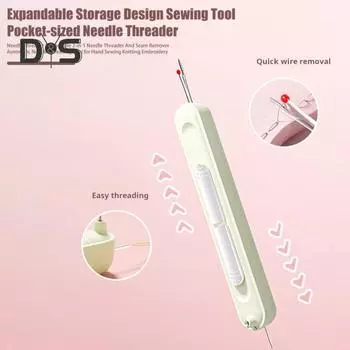 Нитевдеватель выдвижной 2-в-1 нитевдеватель и устройство для удаления швов автоматический инструмент для заправки нити для ручного шитья вязания вышивки фиолетовый