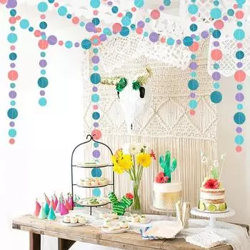 Нитка высококачественной 4-метровой серии цветов русалки неправильной круглой формы, нарезанный флаг, цветок, украшение для дня рождения, вечеринки разноцветный