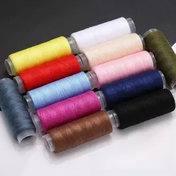 Нитки швейные полиэстеровые 402, золотистые для самостоятельного шитья, тонкие нитки, небольшой рулон для швейных машин и одежды ручной работы