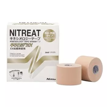 Nitoms Nitreat Kineroji EX Muscle Protection Tape Упаковка Ширина 50 мм x Длина 5 м рулоны Многорулонный, растягивающийся, устойчивый к отслаиванию, устойчивый к сыпи, бежевый