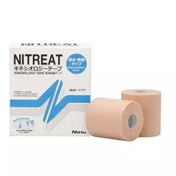 Nitoms Nitreat Kinesiology Water Muscle Protection Ширина 75 мм x Длина 5 м рулоны Лента, Репеллент, Лента, Многослойная упаковка, Растягивающаяся, Устойчивая к отслаиванию, бежевый