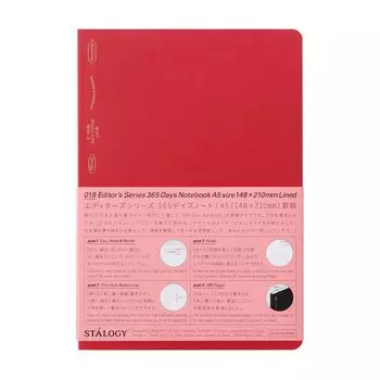 Nitoms STALOGY Note A5 Ruled Horizontal Ruled A Ruled 365 Days Note Red SS0108