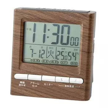 NITORI Radio Digital Table Clock 001TR Middle Brown Width 9 x Depth 5 x Height 10cm 8172699