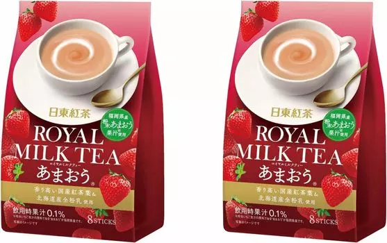 Nitto Black Tea Royal Milk Tea Amaou 14g x 8 bottles 2 bags set Strawberry scent