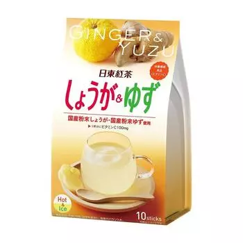 NITTOH Tea Ginger and Yuzu согревающий напиток с цитрусом юдзу и имбирём, 10 стиков на 10 дней